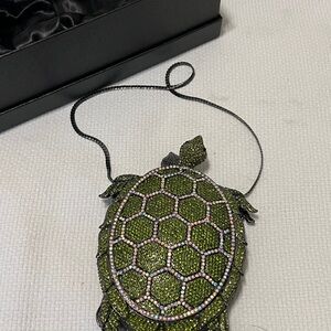 Crystal Couture Green Turtle Clutch | Crystal Rhinestone Evening Bag